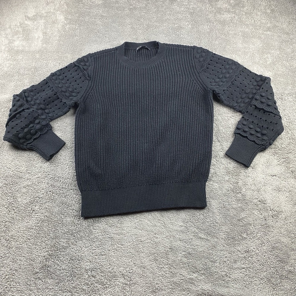 INC International Concepts Pullover Sweater Womens M Black Knitted Long Sleeves